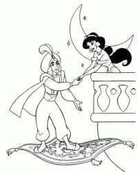 Il principe Ali Ababua vola sul terrazzo della principessa Jasmine