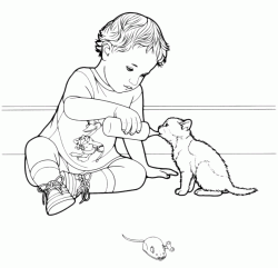 Gatto con bimbo