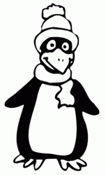 Pinguino con sciarpa e cappello