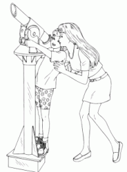 Barbie guarda le stelle con il telescopio