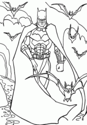 Batman cammina in mezzo ai pipistrelli