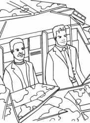 Bruce Wayne e Lucios Fox all'interno della batmobile