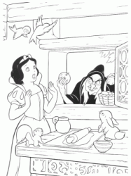 La strega offre la mela a Biancaneve