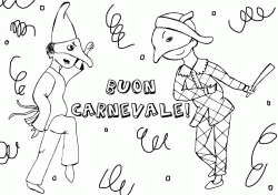 Disegno di Arlecchino e Pulcinella che ballano assieme