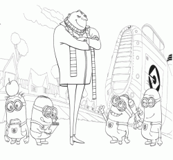 Gru e i Minions vicino all'astronave