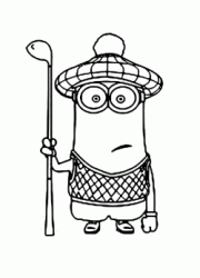 Il Minions Kevin con il vestito da golf