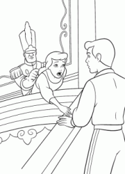 Una guardia cerca di allontanare Cenerentola dal Principe