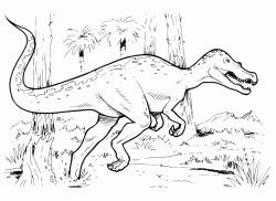 Il Ceratosauro corre nel bosco