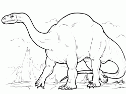 Il gigante Apatosauro cammina nella pianura