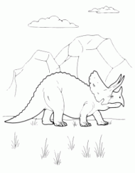 Il Triceratopo cammina nella pianura