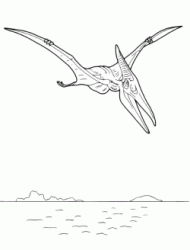 Lo Pterodattilo vola sul mare in cerca di pesci
