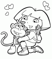 Dora abbraccia la sua amica scimmietta Boots