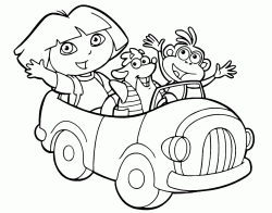 Dora Boots e Tyco salutano dalla macchina