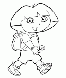 Dora cammina felice con il suo zainetto