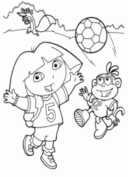 Dora e Boots giocano a pallone