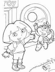 Dora e Boots giocano felici a palla