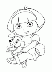 Dora tiene in braccio un cagnolino