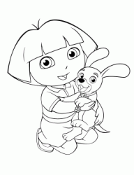 Dora tiene in braccio un cucciolo di cagnolino