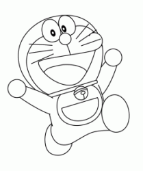 Doraemon corre e salta felice