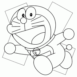 Doraemon corre felice