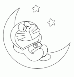 Doraemon dorme sulla luna