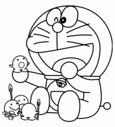 Doraemon gioca con degli strani animaletti