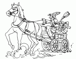 Befana con cavallo e carro insieme ai bambini