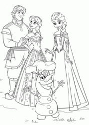 Elsa Anna Kristoff e Olaf tutti insieme felici