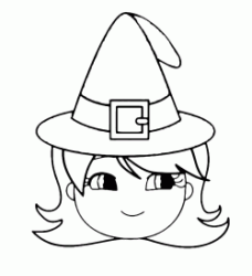 Una bambina con il cappello da strega