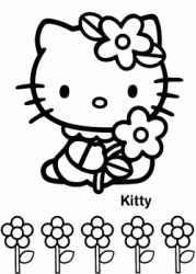 Hello Kitty coglie i fiori