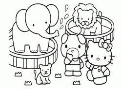 Hello Kitty con gli animali che fanno il bagno