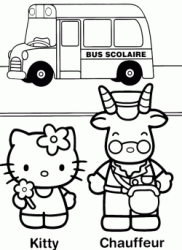 Hello Kitty davanti allo scuola bus