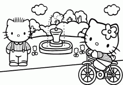 Hello Kitty in bicicletta