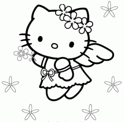 Hello Kitty vestita da angelo vola fra le stelle