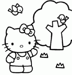 Hello Kitty vicino all'albero