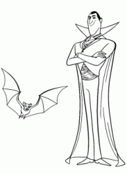 Il Conte Dracula con accanto il pipistrello in cui si trasforma