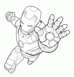 Iron Man pronto a lanciare il suo raggio dal palmo della mano