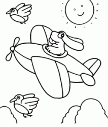 La Pimpa vola nel cielo con l'aereo