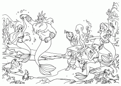 Ariel balla con Tritone mentre le altre creature del mare suonano