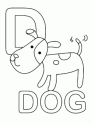 Lettera D in stampatello di dog (cane) in Inglese