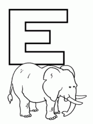 Lettera E di elefante in stampatello