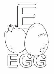 Lettera E in stampatello di egg (uovo) in Inglese