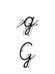 Lettera G con indicazioni movimento corsivo maiuscolo e minuscolo