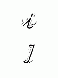 Lettera I con indicazioni movimento corsivo maiuscolo e minuscolo