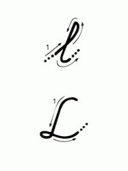 Lettera L con indicazioni movimento corsivo maiuscolo e minuscolo