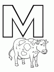 Lettera M di mucca in stampatello