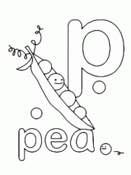 Lettera p in stampato minuscolo di pea (pisello) in Inglese