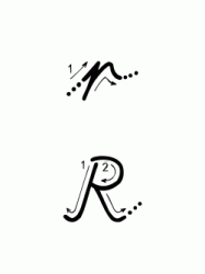 Lettera R con indicazioni movimento corsivo maiuscolo e minuscolo