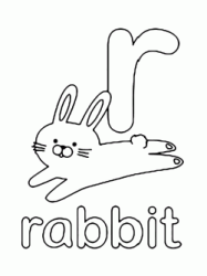 Lettera r in stampato minuscolo di rabbit (coniglio) in Inglese