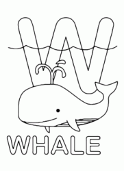 Lettera W in stampatello di whale (balena) in Inglese